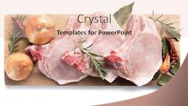  Presentation with raw meat - Audience pleasing presentation theme consisting of raw pork loin chops pork meat cutlet ready for grilling backdrop and a lemonade colored foreground