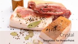  Presentation with raw meat - PPT theme enhanced with raw-pork-meat-and-lard background and a coral colored foreground