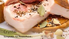  Presentation with raw meat - Slides enhanced with raw-pork-meat-and-lard background and a coral colored foreground