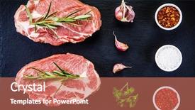  Presentation with stone - Beautiful presentation theme featuring raw pork on black stone backdrop and a coral colored foreground