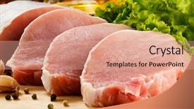  Presentation with cutting board - Theme with raw pork on cutting board background and a coral colored foreground