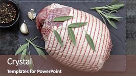  Presentation with sage - Slide deck featuring raw pork roast top view background and a coral colored foreground