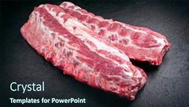  Presentation with pork rib - Presentation theme with raw-pork-spare-loin-ribs background and a wine colored foreground