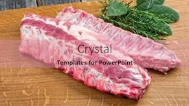  Presentation with ribs - PPT theme with raw-pork-spare-loin-ribs background and a coral colored foreground