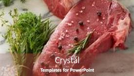  Presentation with tenderloin - Slides featuring raw porterhouse and tenderloin with mixed herbs juniper berry pepper salt background and a tawny brown colored foreground