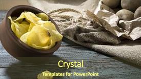  Presentation with potato chips - PPT theme with raw-potatoes-and-potato-chips background and a tawny brown colored foreground