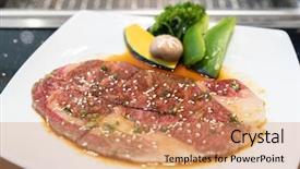  Presentation with raw meat - PPT layouts enhanced with raw premium wagyu beef meat background and a coral colored foreground