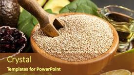  Presentation with quinoa - Slides with raw quinoa seeds in a bowl background and a tawny brown colored foreground