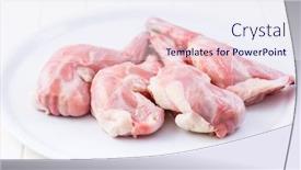  Presentation with rabbit - Presentation design having raw-rabbit-legs-on-white background and a sky blue colored foreground