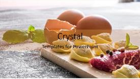  Presentation with catering banquet table different - Cool new presentation theme with raw ravioli and different products on the black kitchen table backdrop and a gold colored foreground