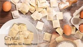  Presentation with italian - PPT theme enhanced with raw-ravioli-cooking-homemade-italian background and a coral colored foreground