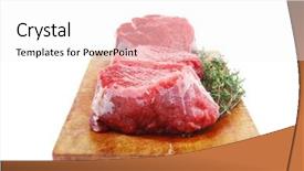  Presentation with fresh meat - Theme consisting of raw red meat three fresh background and a white colored foreground