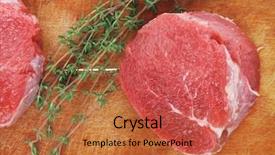  Presentation with gmo free meat - Cool new PPT layouts with raw red meat two fresh backdrop and a red colored foreground