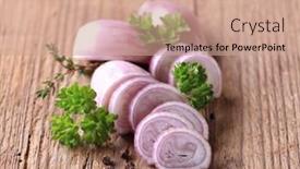  Presentation with red onion - PPT layouts featuring raw red onion background and a coral colored foreground