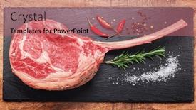  Presentation with bone - PPT theme with raw-rib-steak-with-bone background and a coral colored foreground