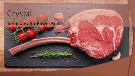  Presentation with bone - Theme consisting of raw-rib-steak-with-bone background and a coral colored foreground