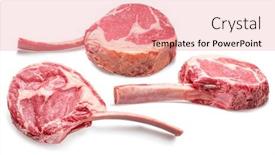 Presentation with steaks - Slide deck enhanced with raw-rib-steaks-with-bones background and a coral colored foreground