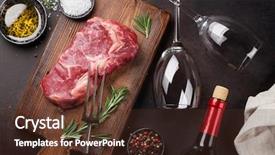  Presentation with steak - PPT theme having raw ribeye beef steak cooking background and a tawny brown colored foreground