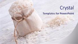  Presentation with rice - Theme with raw rice in small sack background and a sky blue colored foreground