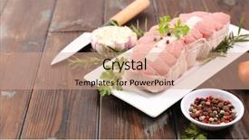  Presentation with veal - Slides with raw roast veal and ingredient background and a coral colored foreground