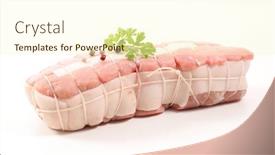  Presentation with veal - Beautiful theme featuring raw-roast-veal-isolated backdrop and a cream colored foreground