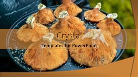  Presentation with saffron - PPT theme consisting of raw-saffron-milk-cap-mushrooms background and a gold colored foreground