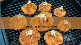  Presentation with saffron - PPT theme having raw-saffron-milk-cap-mushrooms background and a gold colored foreground