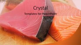  Presentation with fish tuna - Colorful slides enhanced with festive dinner at home christmas day delicious sour cream cake in the center of the table backdrop and a coral colored foreground