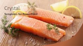  Presentation with salmon - Audience pleasing presentation theme consisting of raw-salmon-fillet-and-lemon backdrop and a lemonade colored foreground