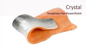  Presentation with salmon fish - Cool new PPT theme with raw salmon fillet with skin backdrop and a lemonade colored foreground