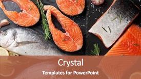  Presentation with salmon fish - PPT theme enhanced with raw salmon fish fillet background and a red colored foreground