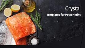 Presentation with salmon fish - Slide deck with raw salmon fish fillet background and a dark gray colored foreground