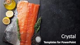  Presentation with salmon fish - Slide set consisting of raw salmon fish fillet background and a black colored foreground