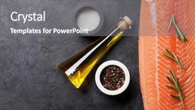  Presentation with salmon fish - Presentation design featuring raw salmon fish fillet background and a gray colored foreground