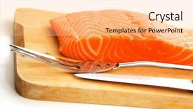  Presentation with salmon fish - Presentation theme with raw salmon fish piece background and a lemonade colored foreground
