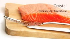  Presentation with salmon fish - Amazing PPT layouts having raw salmon fish piece on wooden tray isolated on white background backdrop and a lemonade colored foreground