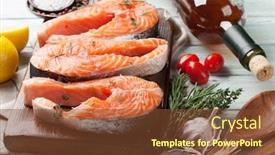  Presentation with steaks - Amazing slide deck having raw-salmon-fish-steaks backdrop and a tawny brown colored foreground