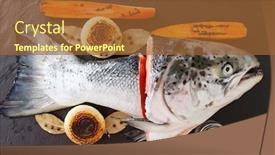  Presentation with salmon fish - PPT theme featuring raw salmon for fish soup background and a red colored foreground