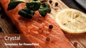  Presentation with lemons - Presentation design featuring raw-salmon-steak-with-pepper background and a tawny brown colored foreground