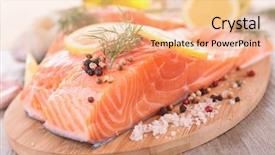  Presentation with salmon fish - Audience pleasing theme consisting of raw salmon backdrop and a coral colored foreground