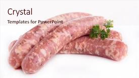  Presentation with proteins keto ketogenic diet raw - Theme with raw sausage background and a sky blue colored foreground