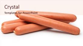  Presentation with sausages meatball - PPT layouts having raw sausages on a white background and a lemonade colored foreground