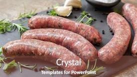  Presentation with slate - Cool new presentation with raw sausages on slate backdrop and a tawny brown colored foreground