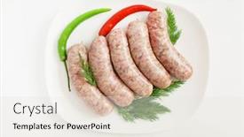 Presentation with sausages - Presentation theme enhanced with raw-sausages-with-hot-peppers background and a sky blue colored foreground