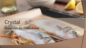  Presentation with baking - PPT theme enhanced with raw sea bass background and a coral colored foreground