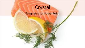  Presentation with lemon - Cool new presentation theme with raw seafood - fresh salmon steak with lemon backdrop and a coral colored foreground