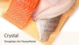  Presentation with food fish - Beautiful slide set featuring raw set of sea fish backdrop and a lemonade colored foreground