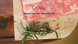  Presentation with shoulder - Audience pleasing PPT theme consisting of raw-shoulder-lamb-on-wooden backdrop and a coral colored foreground