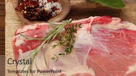  Presentation with shoulder - Theme enhanced with salp - raw shoulder lamb on wooden background and a coral colored foreground