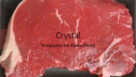  Presentation with edible food packaging - Theme consisting of raw sirloin steak in styrofoam background and a  colored foreground